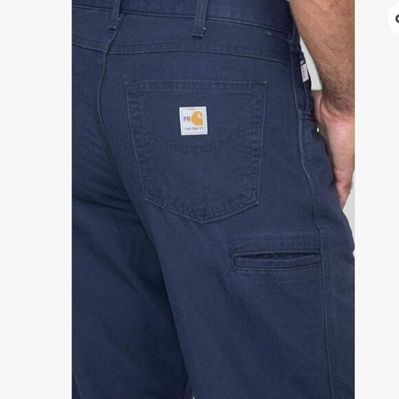 Carhartt NWT Flame Resistant Loose Fit Canvas Workwear Navy Pants Size 40x30 - Picture 7 of 16
